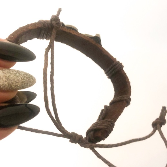 Motorcycle Leather & Rope Bracelet Women or Men’s - Picture 4 of 5